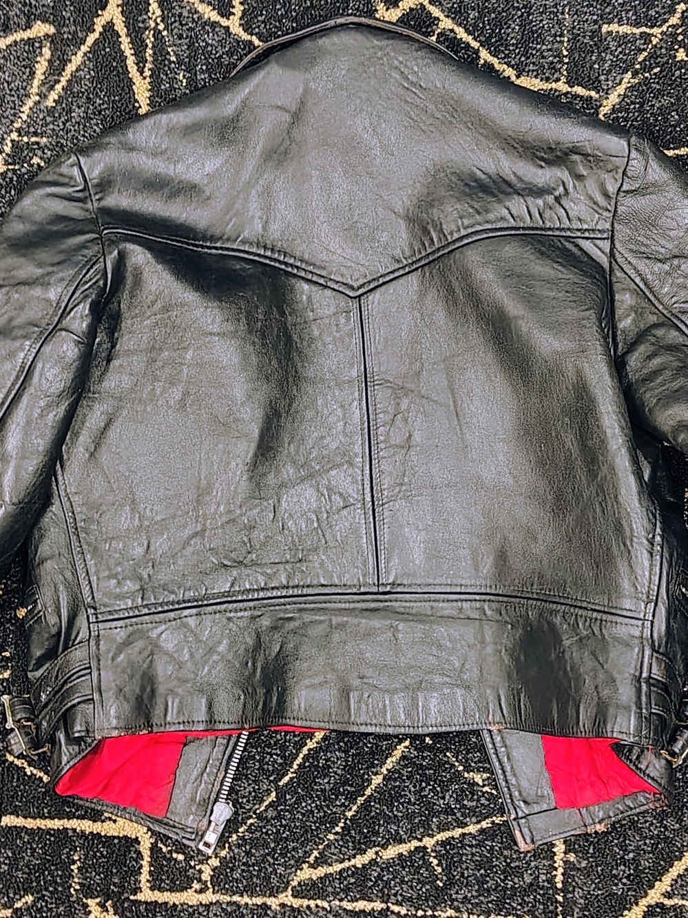 VINTAGE 1970s British Double Rider Heavy Leather Jacket / Red Quilted Liner 44R - Picture 3 of 8